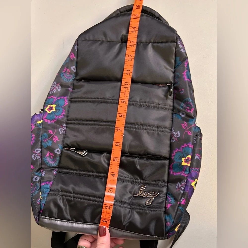 Lug Color Blocked Black and Purple Floral Women's Hopper Backpack - Picture 11 of 13